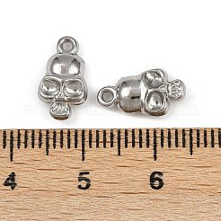 304ステンレススチールチャーム  スカルチャーム  変色防止  ステンレス鋼色  12.5x7x3mm  穴：1.2mm&nbsp;STAS-F317-13P