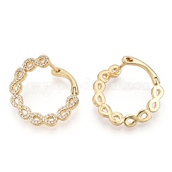 インフィニティ クリア キュービック ジルコニア フープ イヤリング  女性のための真鍮のアクセサリー  透明  23x24x12mm  ピン：1.3mm&nbsp;EJEW-M216-11A