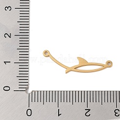 304ステンレスペンダント  レーザー切断  魚のチャーム  18KGP本金メッキ  24.5x7x1mm  穴：1.2mm&nbsp;STAS-S139-04G