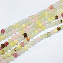 天然カラフルなグリーンジェイドのビーズの連  染め  ラウンド  ミックスカラー  6mm  穴：0.8mm  約63個/連  14.5インチ（37cm）&nbsp;G-G757-01-6mm