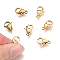 304ステンレススチール製ロブスタークロウ留め金  ゴールドカラー  13x8x4mm  穴：1.8mm&nbsp;STAS-T040-PJ212-13