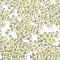 蓄光ガラスシードビーズ  暗闇で光る  ピーナッツ  きいろ  2.5x4x2mm  穴：0.8mm  約11250個/ポンド&nbsp;SEED-A033-07D