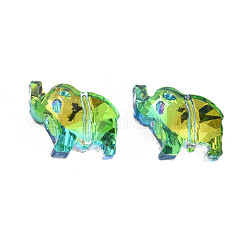 96本の電気メッキガラスビーズ連売り  多面カット  象  ミックスカラー  13x15x7mm  穴：1mm&nbsp;EGLA-T008-027