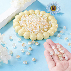 クラックル透明ガラスUV反応ビーズ100個  色が変わるビーズ  虹色の  ラウンド  アクアマリン  8x7.5mm  穴：1.6mm&nbsp;GLAA-TA0004-28C
