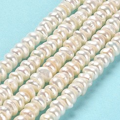 天然養殖淡水パールビーズ連売り  ロンデル  グレード3 A  桃パフ  2.5~5.5x2~4mm  穴：0.8mm  約98~100個/連  14.25インチ（36.2cm）&nbsp;PEAR-J007-21