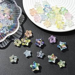 60 個 3 スタイル UV メッキ透明アクリルビーズ  虹色の  スター  ミックスカラー  14.5~18x16~19.5x8~12mm  穴：2mm  20個/スタイル&nbsp;MACR-YW0004-71