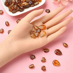 アクリルビーズ  ゴールドライン入り  葉  ペルー  10.5~19.5x9~14x4~5.5mm  穴：1.8~2.2mm  101個/袋&nbsp;OACR-YW0001-81