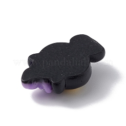 ハロウィンのテーマ不透明樹脂カボション  ブラック  猫の模様  27x17x8mm&nbsp;RESI-E035-01O