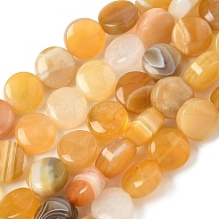 天然の黄色ボツワナアゲートビーズ連売り  フラットラウンド  10~10.5x5~5.5mm  穴：0.8mm  約39個/連  15.75インチ（40cm）&nbsp;G-F790-H04-01