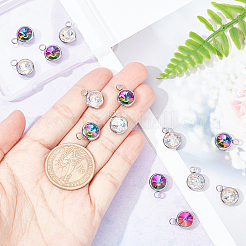 16色のガラスチャーム2個。  多面カット  304ステンレススチール製金具付き  フラットラウンド  ミックスカラー  14x10x6.5mm  穴：2.5mm  8個/カラー&nbsp;GLAA-DC0001-02