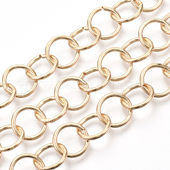アイアン製ローロチェーン  ベルチャーチェーン  溶接されていない  スプールで  ライトゴールド  リンク：15x1.8mm  約39.37フィート（12m）/ロール&nbsp;CH-S125-014-LG