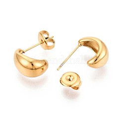 304ステンレススチールスタッドピアス  イオンプレーティング（ip）  ムーン  14KGP本金メッキ  12.2x7mm&nbsp;EJEW-T047-08G