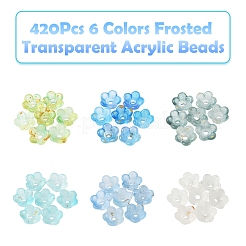 420色のフロスト透明アクリルビーズ6個  花  金箔  ミックスカラー  5.5~6x3mm  穴：1.5mm  70個/カラー&nbsp;OACR-FS0002-17A