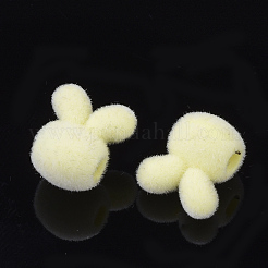 フロッキーアクリルバニービーズ  ウサギの頭部  ミックスカラー  11x10x7.5mm  穴：2.5mm&nbsp;X-OACR-T005-23