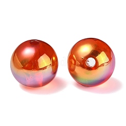 UVメッキレインボー虹色アクリルビーズ  ラウンド  ミックスカラー  15.5x15mm  穴：2.7mm&nbsp;PACR-E001-03