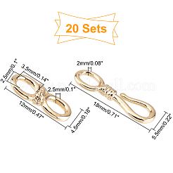 真鍮フックとS字フック留め具20セット  ニッケルフリー  18KGP本金メッキ  18x5.5x2mm&nbsp;KK-FH0003-02