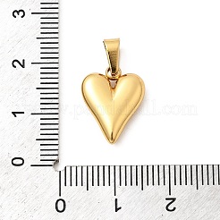 304ステンレスペンダント  ハートチャーム  ゴールドカラー  15.5x12x3.5mm  穴：6x3.5mm&nbsp;STAS-C163-02B-G