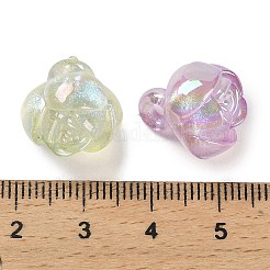 UVメッキ 光る虹色アクリルパーツ  グリッターペンダント  暗闇で光る  ローズ  ミックスカラー  15x13.5x16mm  穴：2.5mm&nbsp;LACR-R001-14A