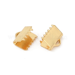 304ステンレススチールリボンカシメエンドパーツ  長方形  18KGP本金メッキ  8x8.5mm  穴：3x1mm&nbsp;STAS-E471-05I-G