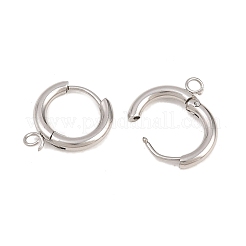 316ステンレススチール製ハギーフープピアス金具  カン付き  長持ちメッキ  ステンレス鋼色  15x2.5mm  穴：2.5mm  ピン：1mm&nbsp;EJEW-B158-01B-P