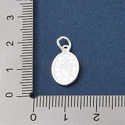 999 つの上質な銀の楕円形、聖母宗教メダルチャーム、ジャンプ リング付き  銀  14.5x9x1.5mm  穴：3.5mm&nbsp;STER-C006-01S