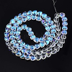 電気メッキガラスビーズセット  ABカラー  ハート  クリアAB  7~8x8x4.5mm  穴：0.8mm  約84~87個/連  24.41インチ〜25.43インチ（62~64.6cm）&nbsp;EGLA-S188-13-B04