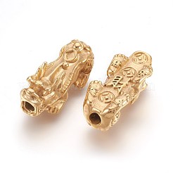 304ステンレススチールビーズ  パイ秀  マットゴールドカラー  29x13x10mm  穴：3.5mm&nbsp;STAS-E454-39MG