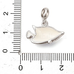 ロジウムメッキ 925 スターリングシルバー エナメル ヨーロピアン ダングル チャーム  大きな穴の魚のチャーム  プラチナ  ライラック  20.5mm  穴：4.5mm&nbsp;LS-STER-P062-01A-05