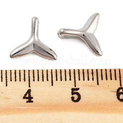 変色しない304ステンレススチールチャーム  フィッシュテールチャーム  ステンレス鋼色  9.5x10.5x3mm  穴：2.5x0.5mm&nbsp;STAS-L082-002P-01