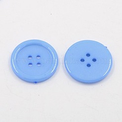 アクリル縫い付け用ボタン  衣装デザインのためのプラスチックボタン  4穴  染め  フラットラウンド  コーンフラワーブルー  17x2mm  穴：1mm&nbsp;BUTT-E076-B-02