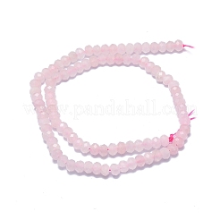 天然石ローズクォーツビーズ連売り  多面カット  ロンデル  6x4mm  穴：1mm  約85~90個/連  15.55インチ（39.5cm）&nbsp;G-F715-087