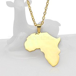 304ステンレススチールペンダントネックレス  アフリカの地図  18KGP本金メッキ  19.69インチ（50cm）&nbsp;BN9032-1