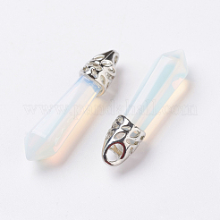 オパライト尖ったペンダント  プラチナメッキ合金パーツ  弾丸  33~40x8~10mm  穴：3x2mm&nbsp;X-G-P309-07