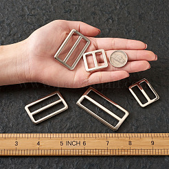 合金バックル  ストラップレザークラフトバッグベルト用  長方形  プラチナ  26~39x25.5~58.5x3~3.5mm  穴：7.5~8.5x19~51mm  16個/箱&nbsp;PALLOY-TA0002-11P