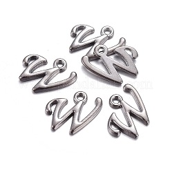 ガンメタメッキ合金文字ペンダント  ラックめっき  カドミウムフリー＆鉛フリー  文字.w  15x13x2mm  穴：1.5mm&nbsp;LS-PALLOY-J718-01B-W