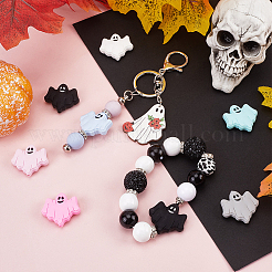 ハロウィンゴースト 食品グレード 環境に優しいシリコンビーズ 14個 7色  ミックスカラー  30x32x9.5mm  穴：2.5mm  2個/カラー&nbsp;SIL-SC0002-22