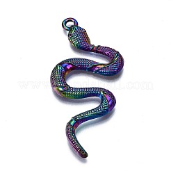 レインボーカラーアロイペンダント  カドミウムフリー＆ニッケルフリー＆鉛フリー  ヘビ  31x16x2.5mm  穴：2mm  5個/セット&nbsp;PALLOY-S180-192-NR