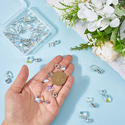 30個 6スタイル ガラス ヨーロピアン ダングル チャーム  合金製のベイルが付いた大きな穴のペンダント  アンティークシルバー  混合図形  クリアAB  20~28mm  5個/スタイル&nbsp;PALLOY-PH01876