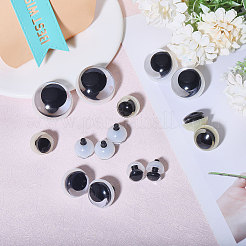 56セット7スタイルのプラスチック人形の工芸品の目  安全の目  スペーサー付き  おもちゃの DIY アクセサリー用  ブラック  1.75~2.65x1.2~3cm  8セット/スタイル&nbsp;DIY-GL0005-15