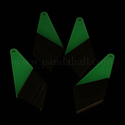 ダークウッドとレジンのペンダント  ツイストひし形チャーム  キャメル  53x21x3.5mm  穴：2mm&nbsp;WOOD-H104-02