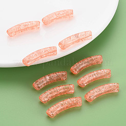 クリアクラックアクリルビーズ  カーブチューブ  ライトサーモン  32x8x10mm  穴：1.6mm  約330個/500g&nbsp;CACR-S009-001A-N52
