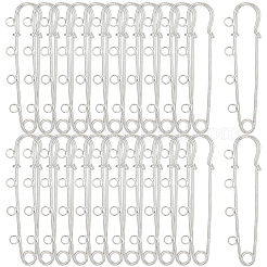 30 個の鉄のブローチパーツ  プラチナ  70x19.5x5.5mm  穴：3.5mm&nbsp;IFIN-SC0002-10B-P