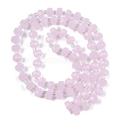 ジェイド風ガラスビーズ連売り  ロンデル  多面カット  パールピンク  5.5x4mm  穴：1.2mm  約99~103個/連  56~63cm&nbsp;GLAA-P076-01B-01