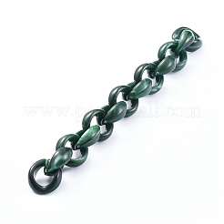 手作りアクリルローロチェーン  ベルチャーチェーン  天然石風  濃い緑  リンク：20x18x8mm  約39.37インチ（1m）/連&nbsp;AJEW-JB00537-04
