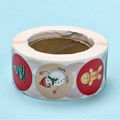 クリスマスタグステッカー  粘着紙ギフトタグステッカー  パーティーのために  装飾的なプレゼント  雪だるま  24.5mm  500PCS /ロール&nbsp;LS-DIY-E023-07I