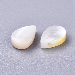 天然石シーシェルビーズ  ティアドロップ  ライトゴールデンロッドイエロー  9x6x2~3mm  穴：1mm&nbsp;SSHEL-R038-20