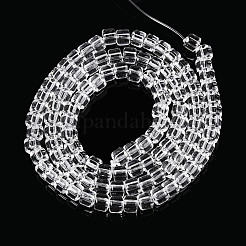 透明ガラスビーズ連売り  コラム  透明  3.5x4~4.5mm  穴：0.7~0.9mm  約102~108個/連  14.17~14.96インチ（36~38cm）&nbsp;GLAA-N065-4x4mm-A01