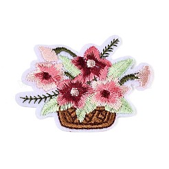 花のアップリケ  機械刺繍布地手縫い/アイロンワッペン  マスクと衣装のアクセサリー  ファイヤーブリック  40.5x53x1.5mm&nbsp;DIY-N007-09