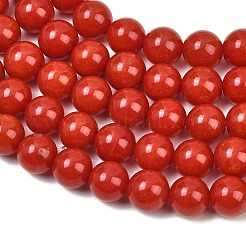 天然染め白翡翠ビーズ連売り  スムーズなラウンド  ファイヤーブリック  10mm  穴：1mm  約38~39個/連  14.17~14.96''（38~39センチメートル）&nbsp;GG-CBAEB22-B01-10mm-06
