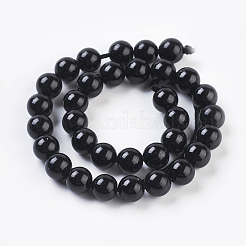 天然石トルマリンビーズ連売り  ラウンド  ブラック  6mm  穴：1mm  約32個/連  7.8インチ&nbsp;X-G-G099-6mm-11